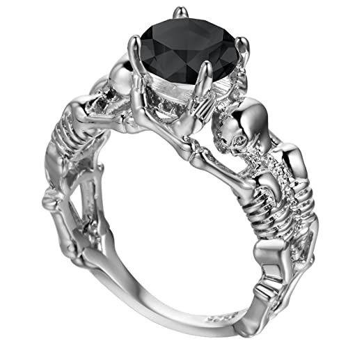 Musihy Damenring, Ring Zirkonia Silber Ringe Totenköpfe mit Zirkonia Ring 52 Herren von Musihy