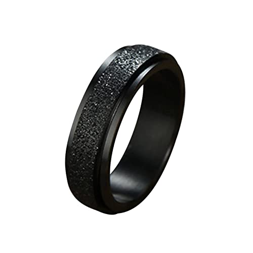 Musihy Eboy Rings, Eheringe XXL Ring Edelstahl Mattiertes Drehbares Ringband Schwarz Ringgröße 7 von Musihy