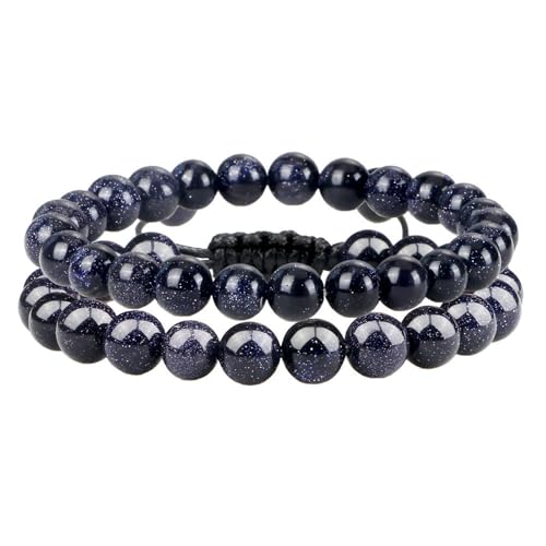 Musihy Edelstein Armband Damen, 2Pcs 8mm Zopf Stein Armband für Männer/Frauen, Stil 3-Blau | Einstellbar Länge 17-30CM Musihy Edelstein Armband Damen, 2Pcs 8mm Zopf Stein Armband für Männer/Frauen, Stil 3-Blau | Einstellbar Länge 17-30CM von Musihy