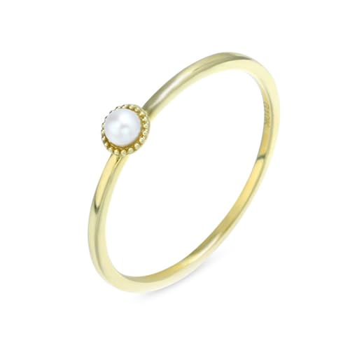 Musihy Edelstein Ring Gold, 18K Gelbgold Verlobungsringe mit Erstellte Perle, Größe 53 (16.9) von Musihy