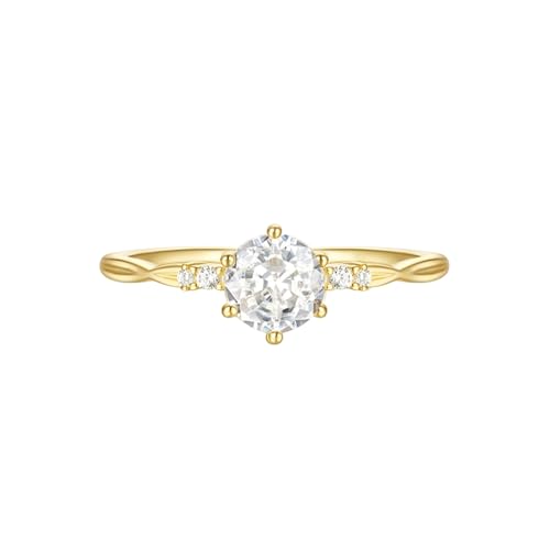 Musihy Edelstein Ring Gold, 9K Gelbgold Unendlichkeit Ringe mit 6x6mm Moissanit, Größe 61 (19.4) von Musihy