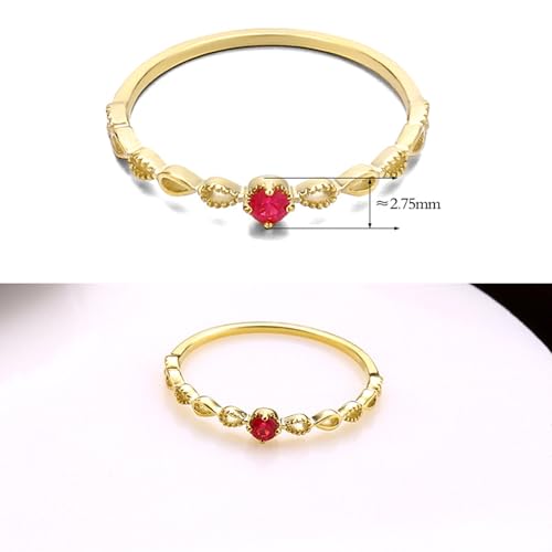 Musihy Edelstein Ringe Damen, 18K Gelbgold Verlobungsringe mit 2.75mm Ruby erstellt, Größe 63 (20.1) von Musihy