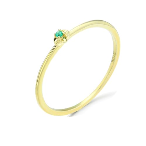 Musihy Frauen Hochzeit Ringe Gold, 14K Gelbgold Ringe mit Erstellter Smaragd, Größe 62 (19.7) von Musihy