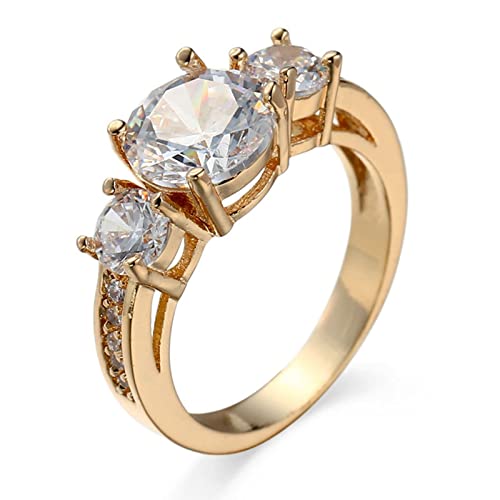 Musihy Frauen Ring Gold, Silber Vergoldet Ringe Klassisch Einfach Vergoldet Ringe Zirkonia Weiß Größe 57 (18.1) von Musihy