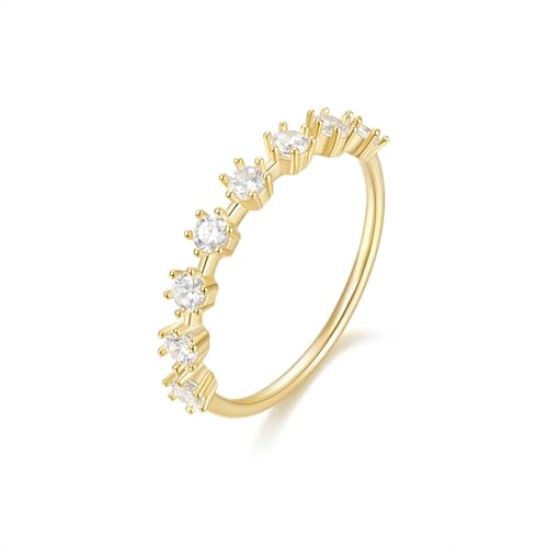 Musihy Frauen Verlobungsringe, 9K Gelbgold Hochzeit Ringe mit 3x3mm Moissanit, Größe 49 (15.6) von Musihy