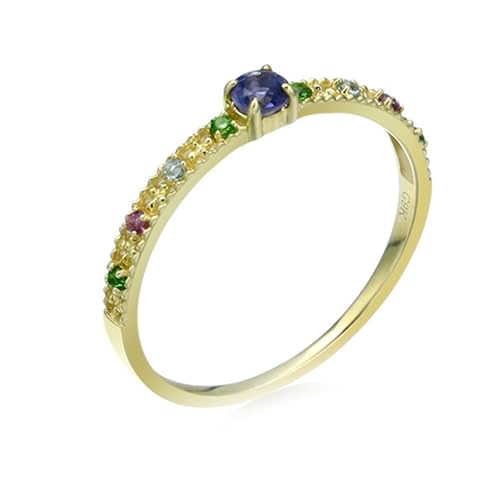 Musihy Gold Ringe Frauen 375, 9K Gelbgold Dünn Hochzeit Ringe mit Erstellt Topas, Größe 51 (16.2) von Musihy