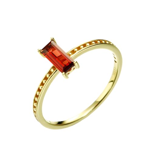 Musihy Gold Ringe Frauen 585, 14K Gelbgold Dünn Verlobungsringe mit Rechteckige Form Granat erstellt, Größe 58 (18.5) von Musihy