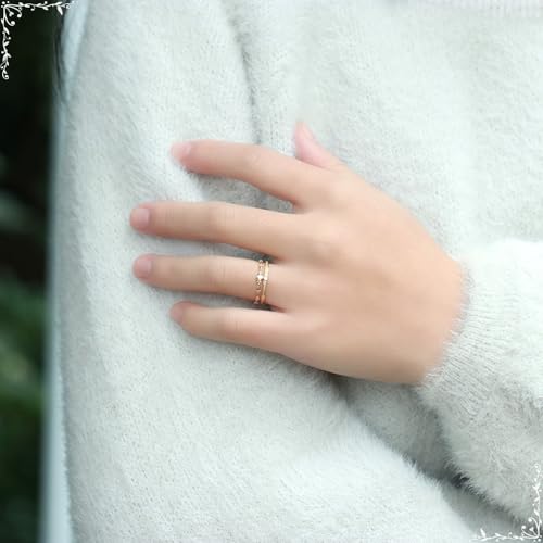 Musihy Gold Ringe Frauen 585, 14K Gelbgold Hohl Verlobungsring mit Moissanit, Größe 58 (18.5) von Musihy