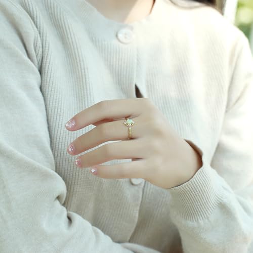 Musihy Gold Ringe Frauen 585, 14K Gelbgold Ring mit Opal und Zirkonia, Größe 58 (18.5) von Musihy