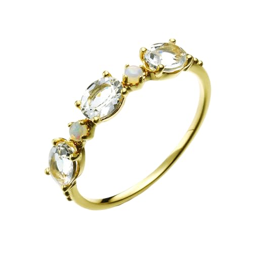 Musihy Gold Ringe Frauen 585, 14K Gelbgold Verlobungsring mit Erstellt Topas und Opal, Größe 51 (16.2) von Musihy