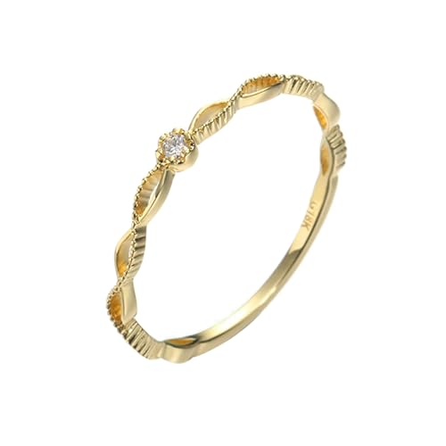 Musihy Goldring 750 Echtgold, 18K Gelbgold Hohles Unendlichkeit Ringe mit Moissanit, Größe 52 (16.6) von Musihy