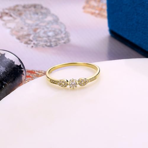 Musihy Goldring Damen 585 Echtgold, 14K Gelbgold Elegante Dünn Ring mit Moissanit, Größe 53 (16.9) von Musihy