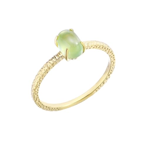 Musihy Goldring Damen 585 Echtgold, 14K Gelbgold Ring mit Prehnit, Größe 49 (15.6) von Musihy