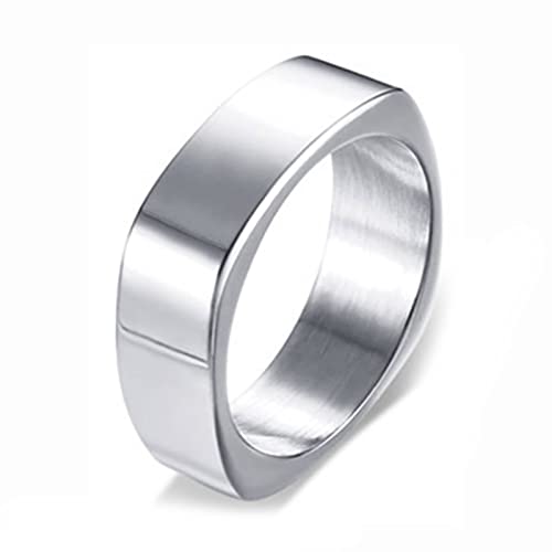 Musihy Heiratsantrag Ring, Männer Ringe Ring Edelstahl Einfacher Stil Ringband Silber Ringgröße 12 von Musihy