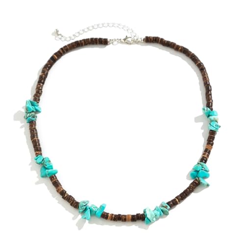 Musihy Kette Ohne Anhänger, Halsketten mit Ketten aus Legierung Perle mit unregelmäßigem Stein für Herren Damen Türkis, 52CM von Musihy