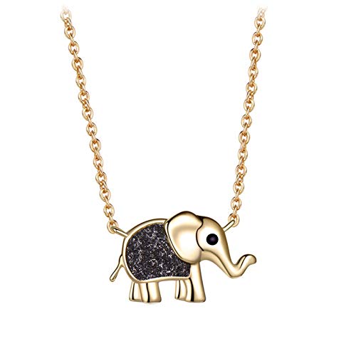 Musihy Ketten Anhänger Ringe, Goldene Kette Pärchen Ketten Glitzer-Elefant von Musihy