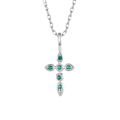 Musihy Ketten Damen 925 Silber, Halskette mit Kreuzanhänger mit Zirkonia für Damen, 40 + 5 cm, Silber von Musihy