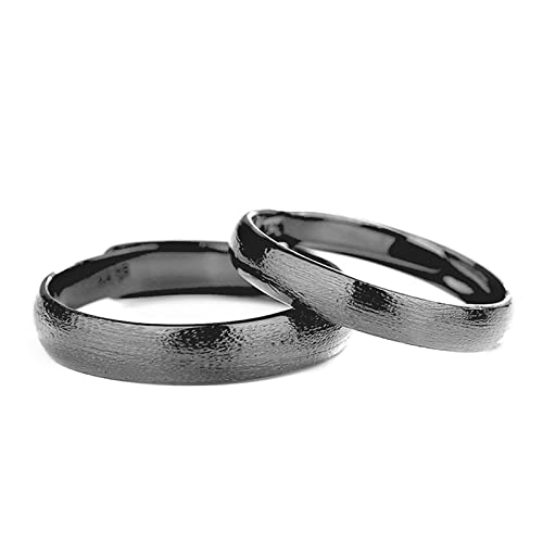Musihy Paar Ring Schwarz, Ring Größenverstellbar 925 Ringe Verstellbar Poliertes Fertiges Band Pärchen Geschenke Ringe von Musihy
