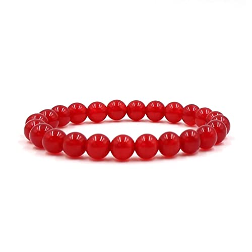 Musihy Red Agate Bracelet, Perlenarmband 8MM Perlen Perlenarmband Herren Umfang 19CM von Musihy