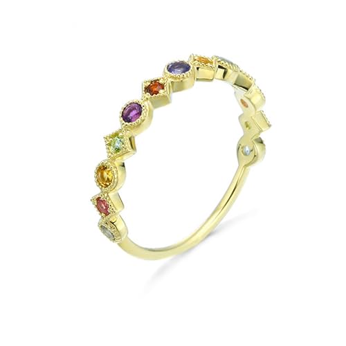 Musihy Ring Damen Gold, 14K Gelbgold Ring mit Kristall, Größe 61 (19.4) von Musihy