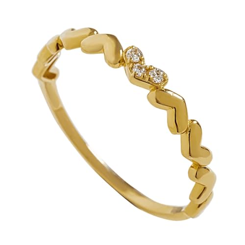 Musihy Ring Damen Gold, Polierter Herzring mit Moissanit für Damen, 18K Gold, Größe 56 (17.8) von Musihy