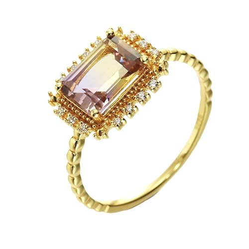 Musihy Ring Gold 375 Damen, 9K Gelbgold Verlobungsring mit Hergestellter Citrin und Zirkonia, Größe 57 (18.1) von Musihy