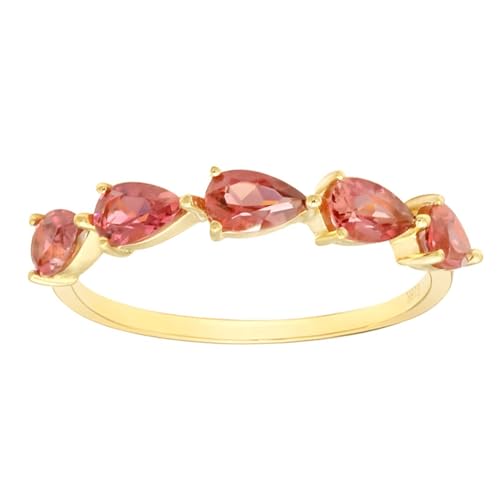 Musihy Ring Gold 585 Damen, 14K Gelbgold Ringe mit Turmalin hergestellt, Größe 49 (15.6) von Musihy