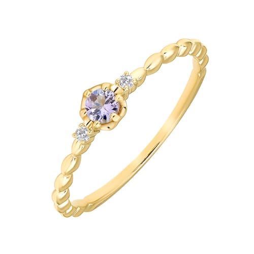 Musihy Ring Gold 585 Damen, 14K Gelbgold Verlobungsring mit Hergestellter Tansanit und Moissanit, Größe 63 (20.1) von Musihy
