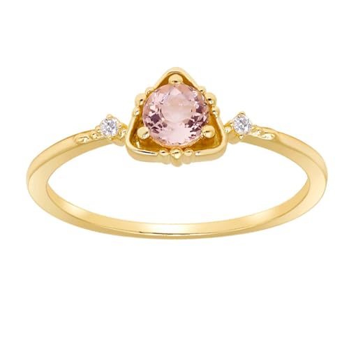 Musihy Ring Gold Damen, 14K Gelbgold Verlobungsring mit Hergestellter Morganit und Moissanit, Größe 62 (19.7) von Musihy