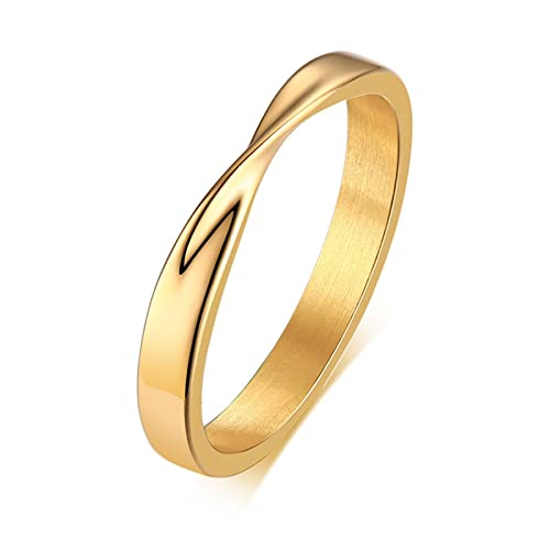 Musihy Ring Men, Hochzeit Ringe Paar Ring Edelstahl Möbius Ring Gold Ringgröße 9 von Musihy