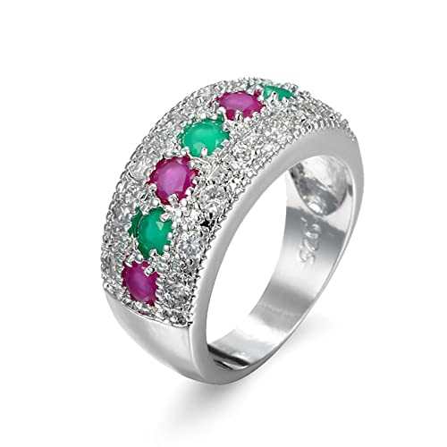 Musihy Ring Silber Glitzer Damen, Versilbert Ringe Voller Diamant Zirkonia Rosenrot Größe 57 (18.1) von Musihy