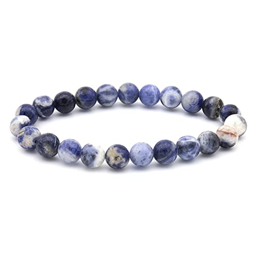 Musihy Saphir Armband, Bracelet Perlen 8 MM Saphirperlenarmband Armbänder Perlen Damen Perlenarmband von Musihy