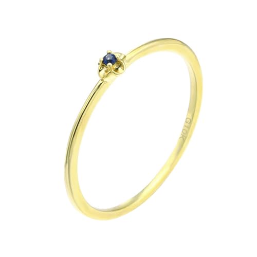 Musihy Saphir Ring Damen Gold, 18K Gelbgold Verlobungsring mit Hergestellter Saphir, Größe 58 (18.5) von Musihy