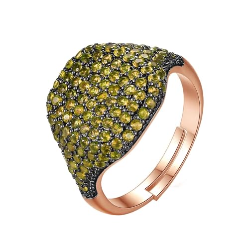 Musihy Verlobungsring Damen, 13 mm verstellbarer Ring mit luxuriöser Zirkonia-Einlage, Gelb von Musihy