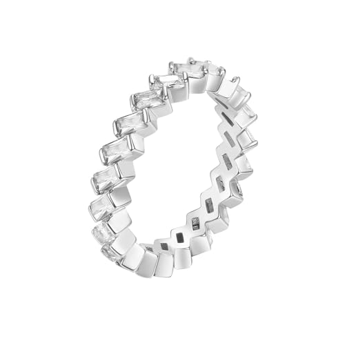 Musihy Verlobungsring Damen, 3,7 MM geometrischer Zirkonia-Fingerring für Damen, Silber, Größe 57 (18.1) von Musihy