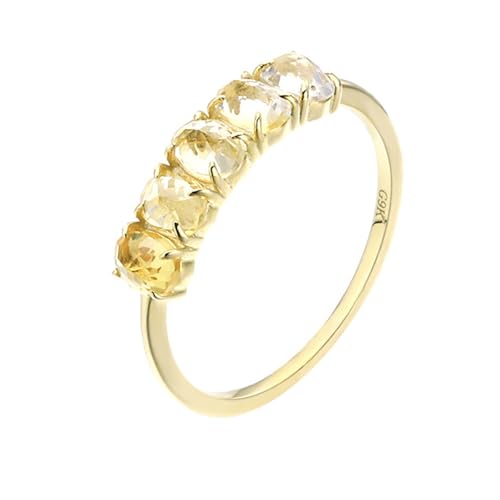 Musihy Verlobungsring Damen, 9K Gelbgold Verlobungsring mit Hergestellter Citrin, Größe 62 (19.7) von Musihy