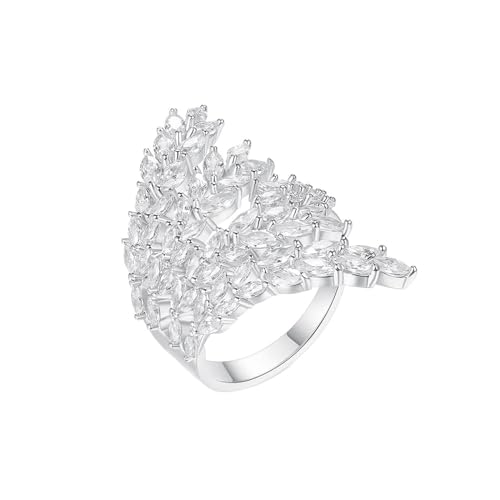 Musihy Verlobungsring Damen, Luxuriöser Ring mit Zirkonia in Blattform für Damen, Silber von Musihy