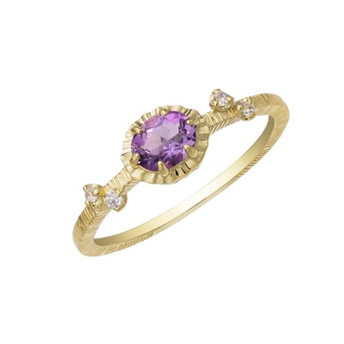 Musihy Verlobungsring Damen Frauen, 9K Gelbgold Hochzeit Ringe mit Erstellter Amethyst und Moissanit, Größe 63 (20.1) von Musihy
