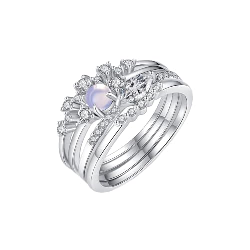 Musihy Verlobungsringe, 11MM breiter Ring mit Zirkonia für Damen, Silber, Größe 57 (18.1) von Musihy