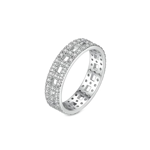 Musihy Verlobungsringe, 4,7 mm breiter Zirkonia-Ring mit ausgehöhltem Quadrat, Silber, Größe 57 (18.1) von Musihy
