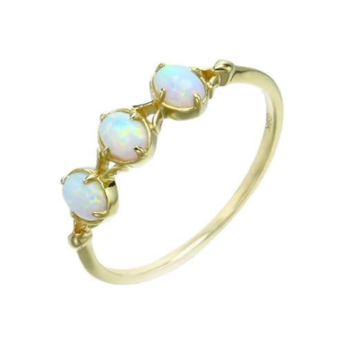 Musihy Verlobungsringe Damen Ringe Gold, 9K Gelbgold Ring mit Opal, Größe 65 (20.7) von Musihy
