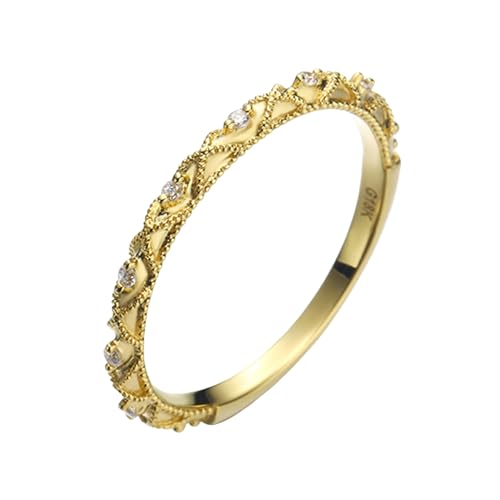 Musihy Verlobungsringe Damenring Gold, 18K Gelbgold Vintage Dünn Verlobungsringe mit Moissanit, Größe 52 (16.6) von Musihy
