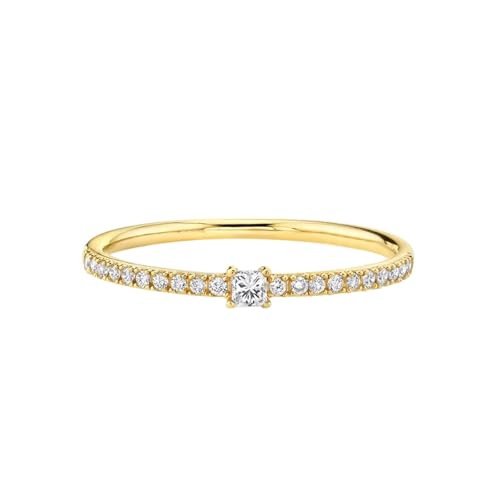 Musihy Verlobungsringe Für Damen, 18K Gelbgold Dünn Eternity Ringe mit Moissanit, Größe 57 (18.1) von Musihy