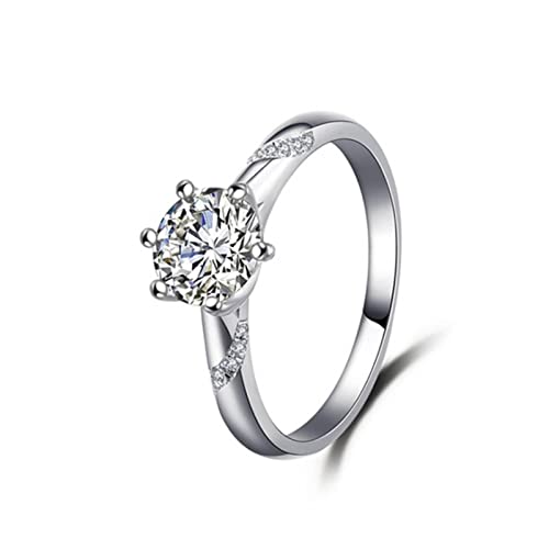 Musihy Verlobungsringe Silber, Gemstone Ring Damen Weiß Eheringe mit Rundem Zirkonia Damenringe 60 von Musihy