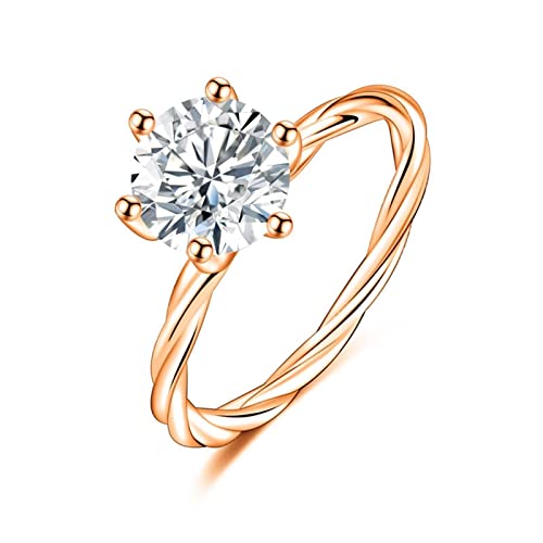 Musihy Zeigefinger Ring, Engagement Ring Solitär Ring Zirkonring Verschlungene Ringe Zirkonia Weiß Ringgröße 61 Couple Geschenke von Musihy