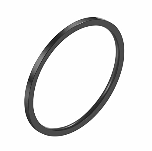 Ring Herren, Männer Ring Edelstahl Ring Herren Schwarz 1Mm Ring Einfache Runde Form Größe 52 (16.6) Partner Geschenke 10 von Musihy