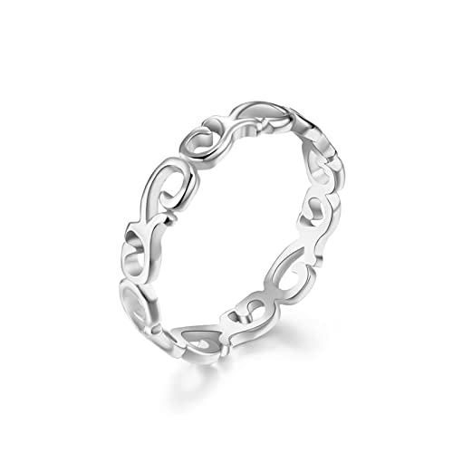 Ringe Edelstahl Damen Silber, Ringe Herren 49 (15.6) Männer Ringe Silber Keltischer Knoten Schmuck Ring von Musihy