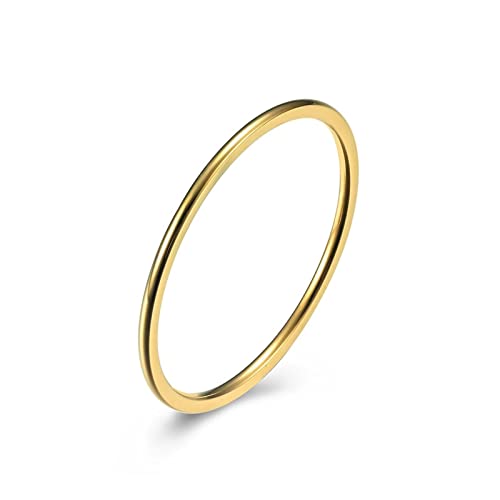 Ringe Edelstahl Gold Damen, Damenring 45 (14.3) Gold Ring 1 Mm Einfach Ring Jewelry von Musihy