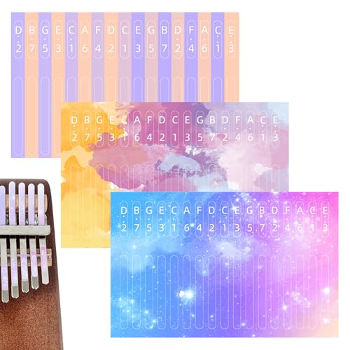 Musiin Kalimba Daumenklavier, 17 Töne, geeignet für Anfänger, um Musikgeschenke zu lernen, bunte Sound-Aufkleber, Sternenhimmel, Streifen, Aquarell (3 Packungen) von Musiin