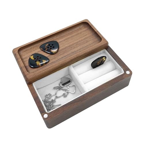 Musiin Luxury Walnut Wood Guitar Pick Holder - Sturdy Guitar Pick Storage Box Display Case Jewelry Box for Men Women Teens Adults - Ideal for Guitar Picks Accessories (Cuboid Style) von Musiin